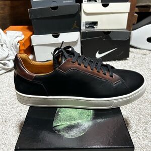 Magnanni Black and Brown Leather Sneakers